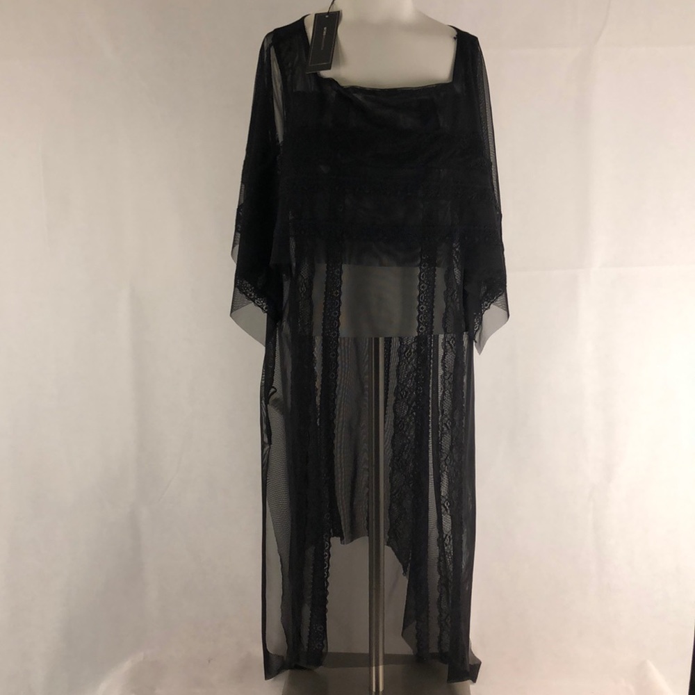 BCBG NWT DRESS Black Sheer Knee Length Sz XS $268